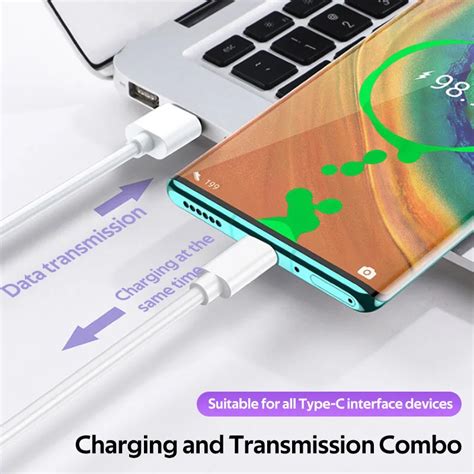 Кабель USB Type-C для быстрой зарядки, 5 А, для Samsung S20 S9 S8 ...