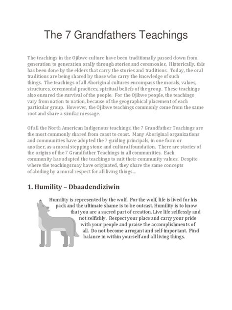 The 7 Grandfathers Teachings Pdf Courage Ojibwe