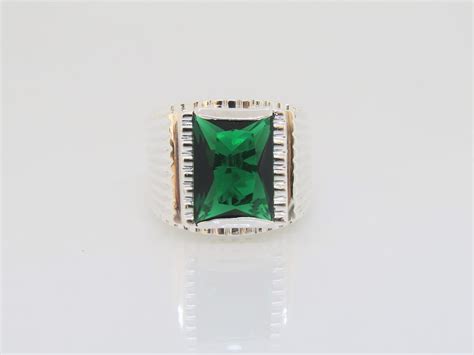 Vintage Sterling Silver Green Emerald Men's Ring Size 9 - Etsy