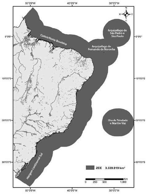 Map Of The Brazilian Coast Showing Its Territorial Waters And The