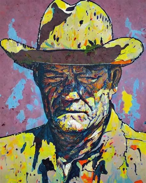 Abstracted John Wayne Painted In Extremely Thick Stable Diffusion