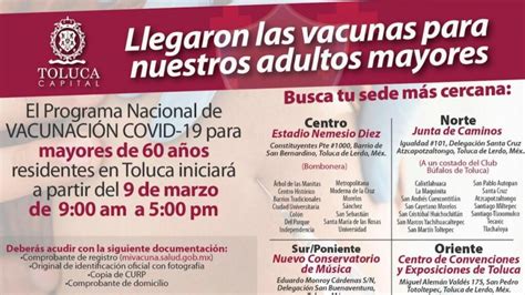 Vacunaci N Covid Toluca Cu Ndo Inicia Horario Y Sedes Uni N Edomex