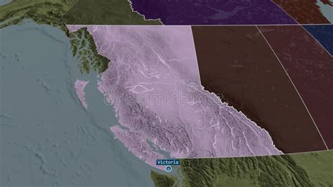 British Columbia Canada Highlighted With Capital Administrative