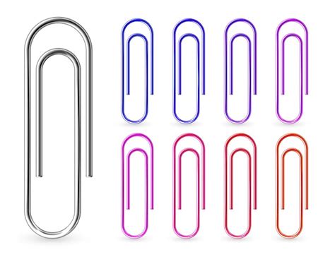 Premium Vector Realistic Colorful Metal Paper Clips Isolated On White