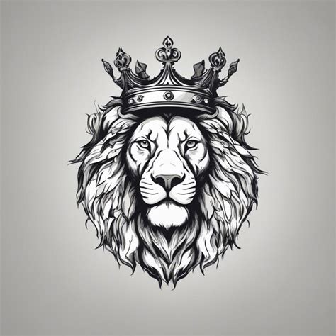 Premium Photo | Lion head with crown elegant and noble logo black and ...