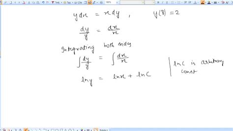 Solved Find The Particular Solution To Ydx Xdy Given That Y