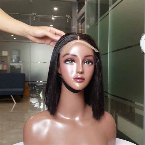 Peluca De Cabello Humano Liso Con Cierre De Encaje Para Mujeres Negras