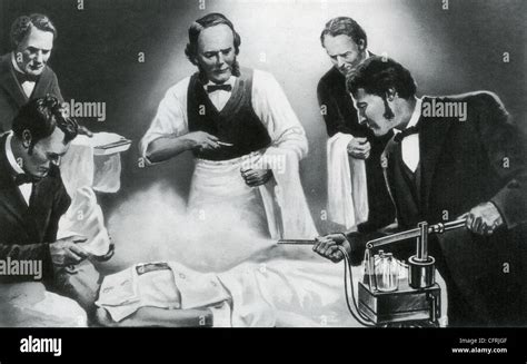 joseph lister   british surgeon centre watches assistant