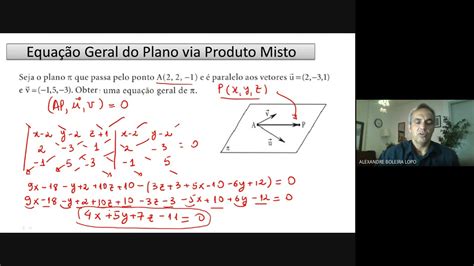 Geometria Analítica Equação Geral do Plano via Produto Misto Geogebra