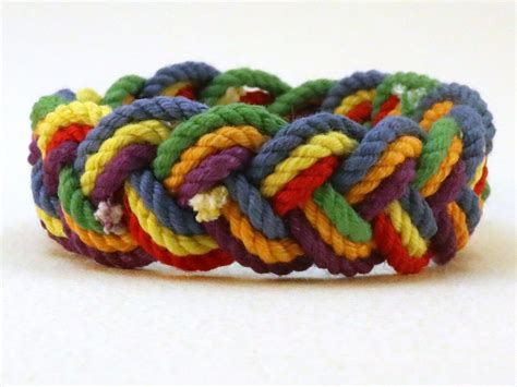 Rainbow Rope Bracelet Turk Head Bracelet Dyed Cotton Knot - Etsy