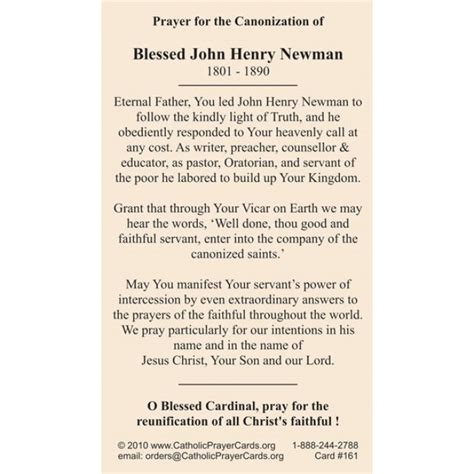 Prayer Cards, Holy Cards : Blessed John Henry Cardinal Newman ...