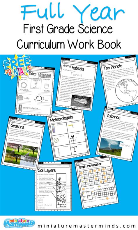 Free Printable First Grade Curriculum Book ⋆ Miniature Masterminds