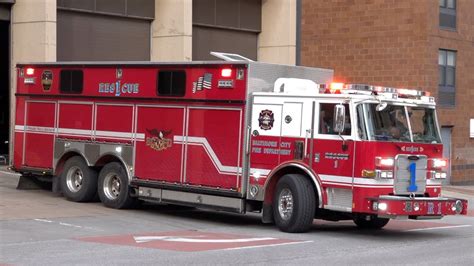 Baltimore City Fire Department Rescue 1 Responding Youtube