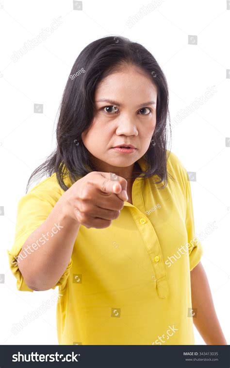 Angry Middle Aged Woman Pointing Stock Photo 343413035 Shutterstock