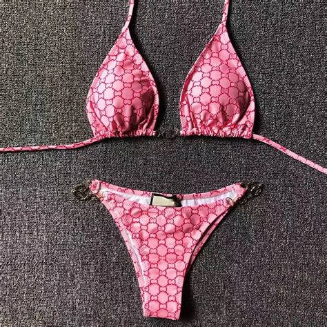 De Bikini De Cadena De Metal Sexy De Mujeres Traje De Ba O De Poli Ster Con Estampado De Letras