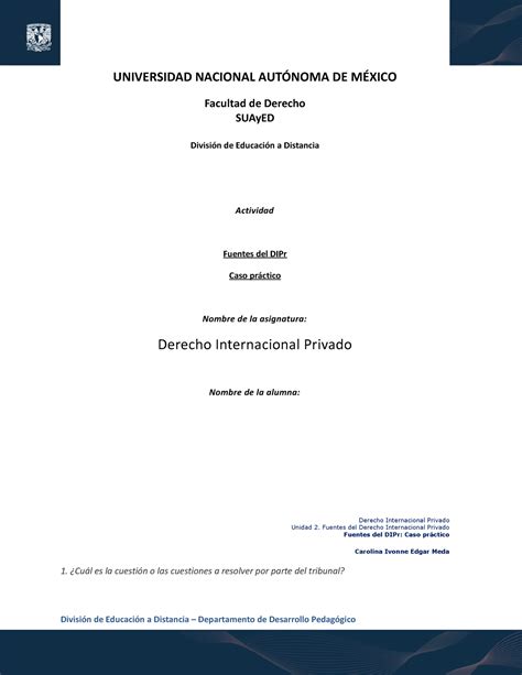 Edgar C U2a2 Dipr Cuadro Universidad Nacional AutÓnoma De MÉxico Facultad De Derecho Suayed