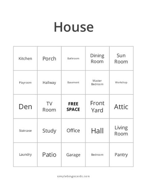 Printable House Bingo