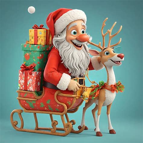 Rudolph Santa Sleigh Stock Illustrations 884 Rudolph Santa Sleigh