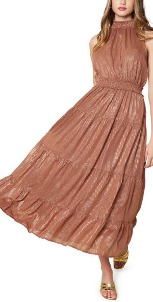 Lost Wander Lost Wander Downtown Lights Metallic Tiered Maxi