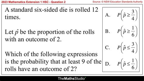 2023 Maths Extension 1 HSC Q2 Find Expression For Probability Of Sample