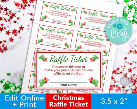 Christmas Raffle Ticket Template Editable Holiday Printable - Etsy