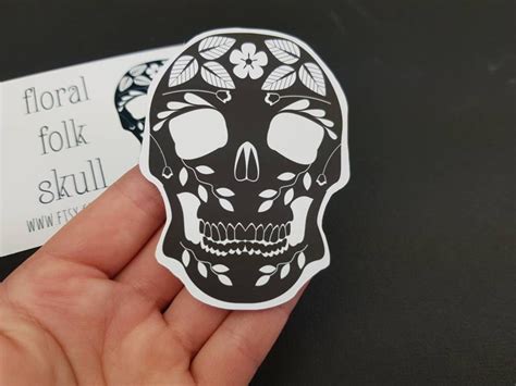 Skull Decal, Skull Sticker, Black and White, Vinyl Decal, Sugar Skull ...