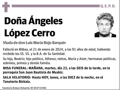 Ngeles L Pez Cerro Esquela El Correo