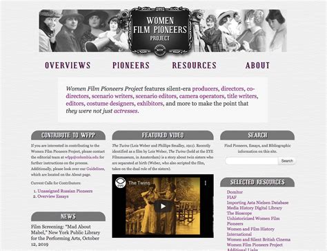 The Women Film Pioneers Project Relaunches Women Film Pioneers Project