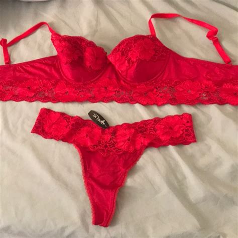 Adore Me Intimates Sleepwear Red Lace Lingerie Set Bra Panty New With Tags Poshmark