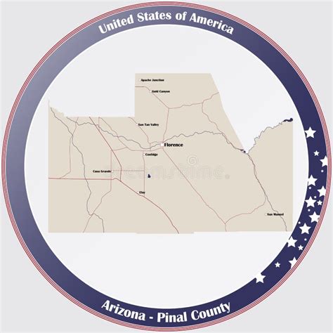 Map Of Pinal County In Arizona Stock Vector Illustration Of