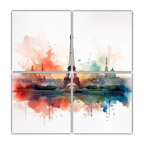 Cuadro Decorativo Par S Con Torre Eiffel En Acuarela Compra El Mejor