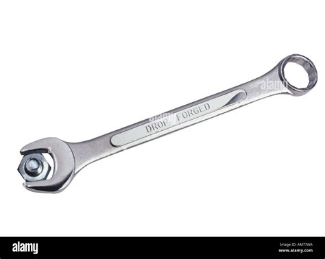 A Spanner Tightening A Nut And Bolt Stock Photo Alamy