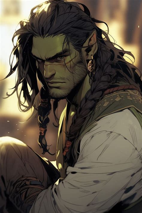 Male Half Orc Rogue Character Art Character Portraits Pathfinder