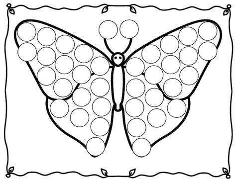 Mariposas Para Colorear Paginas Marcadores De Puntos Actividad Para