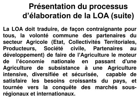 Ppt L Laboration De La Loi D Orientation Agricole Du Mali Loa