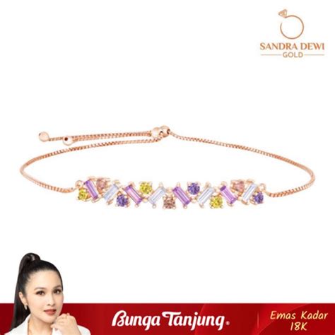 Promo Gelang Baguette Rainbow Sandra Dewi Emas K Bunga Tanjung