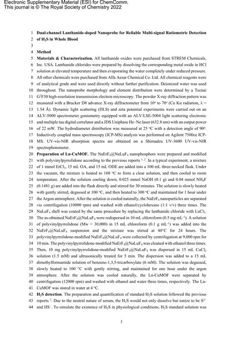 PDF Dual Channel Lanthanide Doped Nanoprobe For Reliable Multi Signal