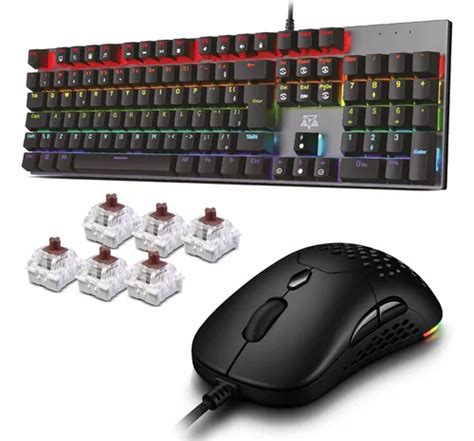 Kit Teclado Mecânico Shuriken Hot swap Rainbow Mouse Rgb Parcelamento sem juros