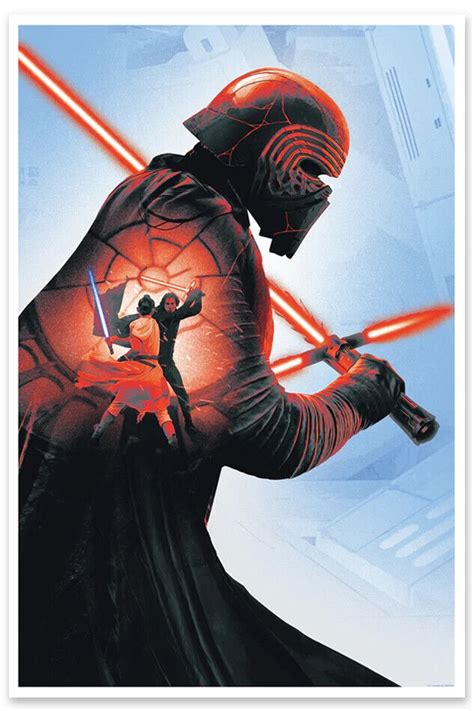 star wars  rise  skywalker rey  kylo ren saber poster print art