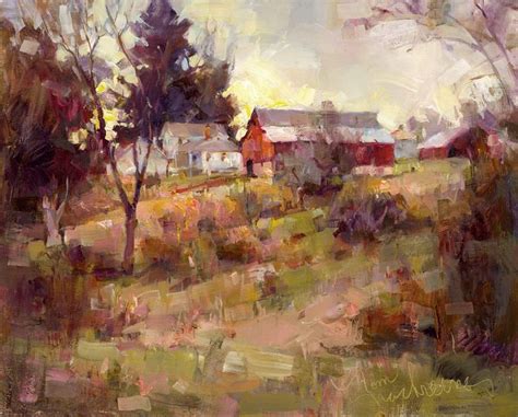 Farm On The Hill Tom Nachreiner American Impressionist Barn