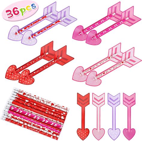 Amazon Whaline Pcs Valentine S Day Pencils With Toppers Cards