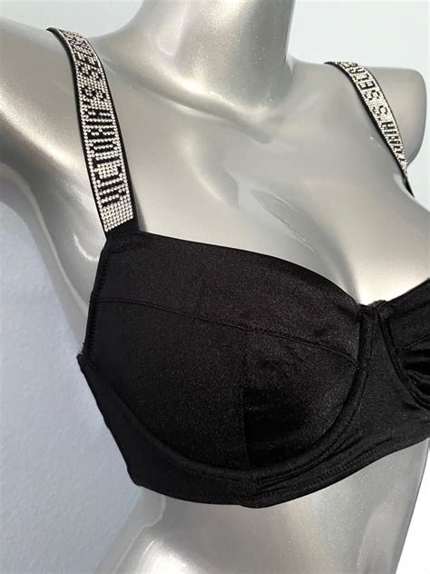 Victorias Secret Black Shine Strap Logo Sexy Wicked Swim Bikini Top Nwt VS EBay