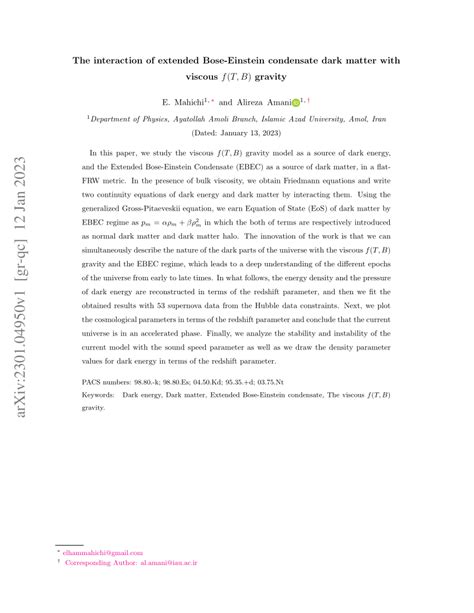 PDF The Interaction Of Extended Bose Einstein Condensate Dark Matter