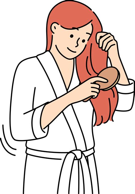 Happy Woman Brushing Hair Png