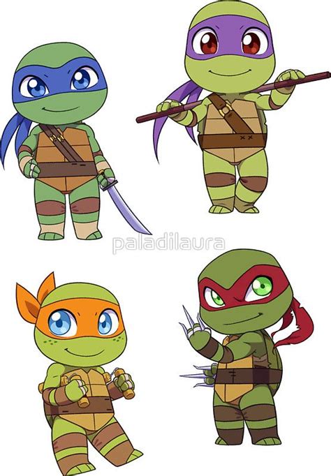 "Chibi TMNT Sticker Set" Sticker for Sale by paladilaura | Ninja turtle ...