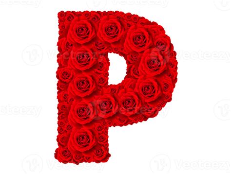 Rose Alphabet Set Alphabet Capital Letter P Made From Red Rose