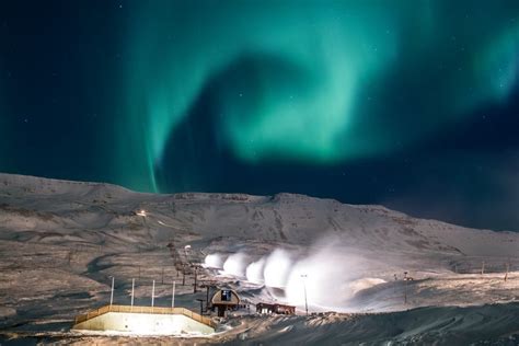 The ski slopes with Northern Lights | Visit North Iceland