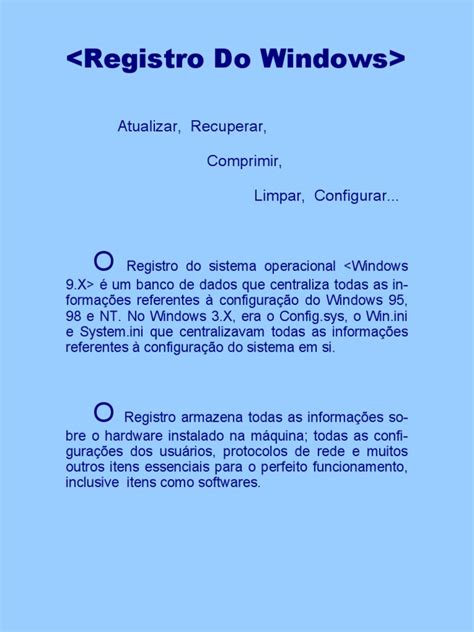 040 Tutorial Registro Windows Pdf Registro Do Windows Microsoft Windows