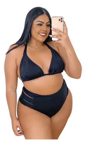 Biquíni Plus Size Cintura Alta Hot Pant Cortininha Prêmium MercadoLivre