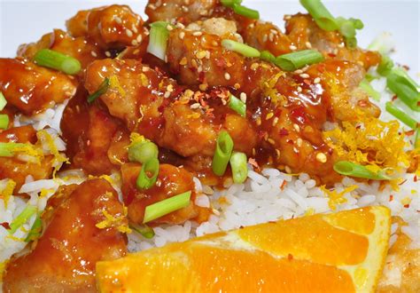 Asian Orange Chicken Recipe Kitchen Background